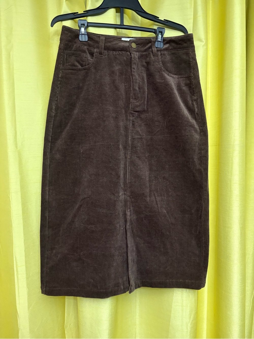 Corduroy Pencil Skirt in Dark Brown - Women's Skirt past the knee length